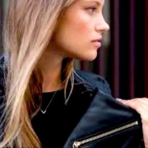 Stella and Dot White Gold Covet Diamond Chevron Necklace